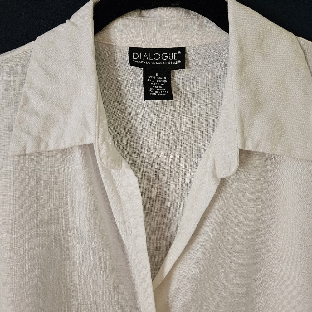 Dialogue White Off White Collared Button Down Shirt Long Sleeve‎ Size Small - Picture 3 of 6